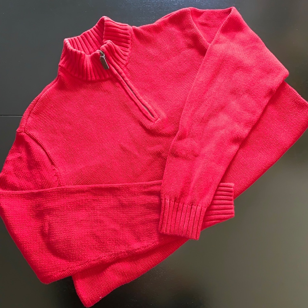 Red CHAMPS sweater with quarter zip